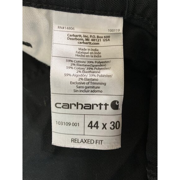 Carhartt Mens Black Buck Saw Logger Work Pants Size 44X30 FLAWED READ - Picture 8 of 9